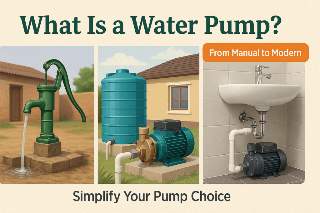 “Types of water pumps for Indian homes: hand, electric, and pressure booster”