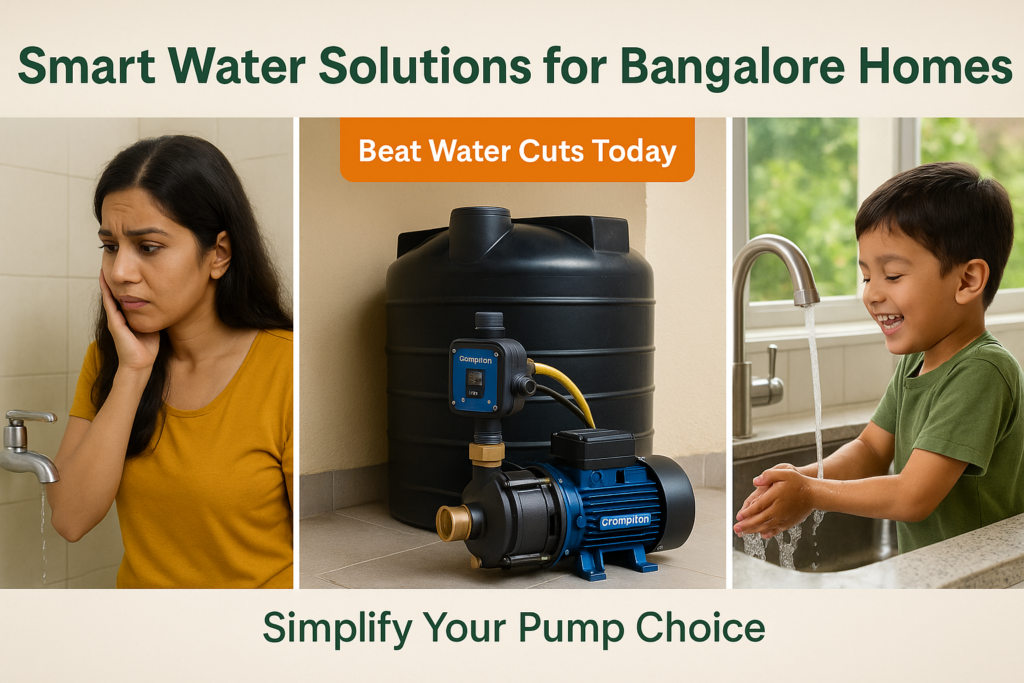 “Pressure pump setup solving water problems in Bangalore apartment”