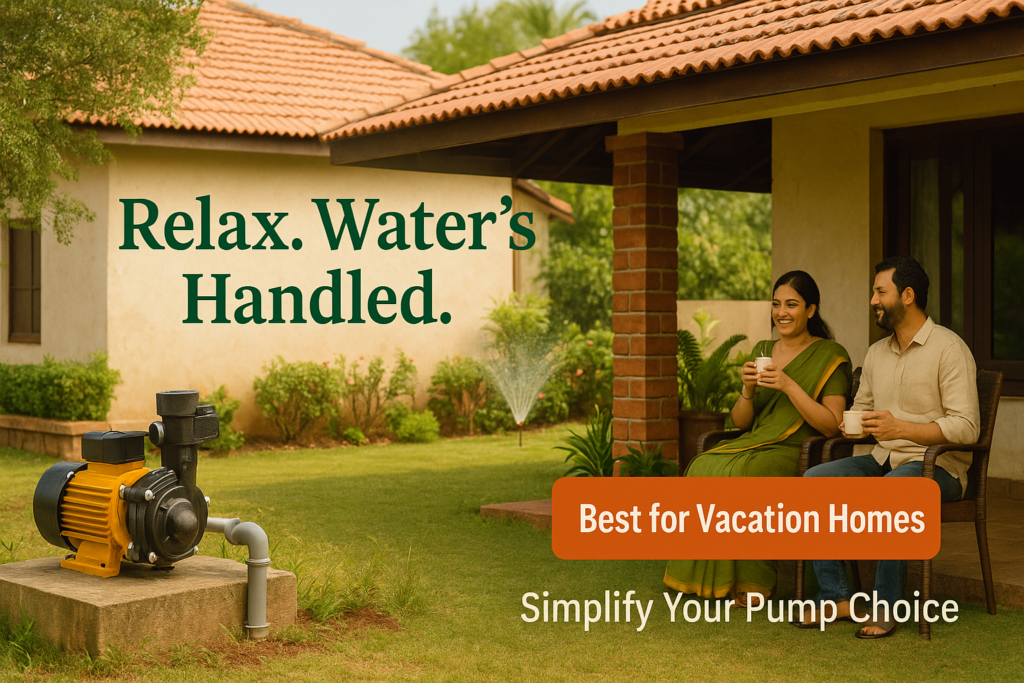 “Low-maintenance water pump setup for Indian weekend home”