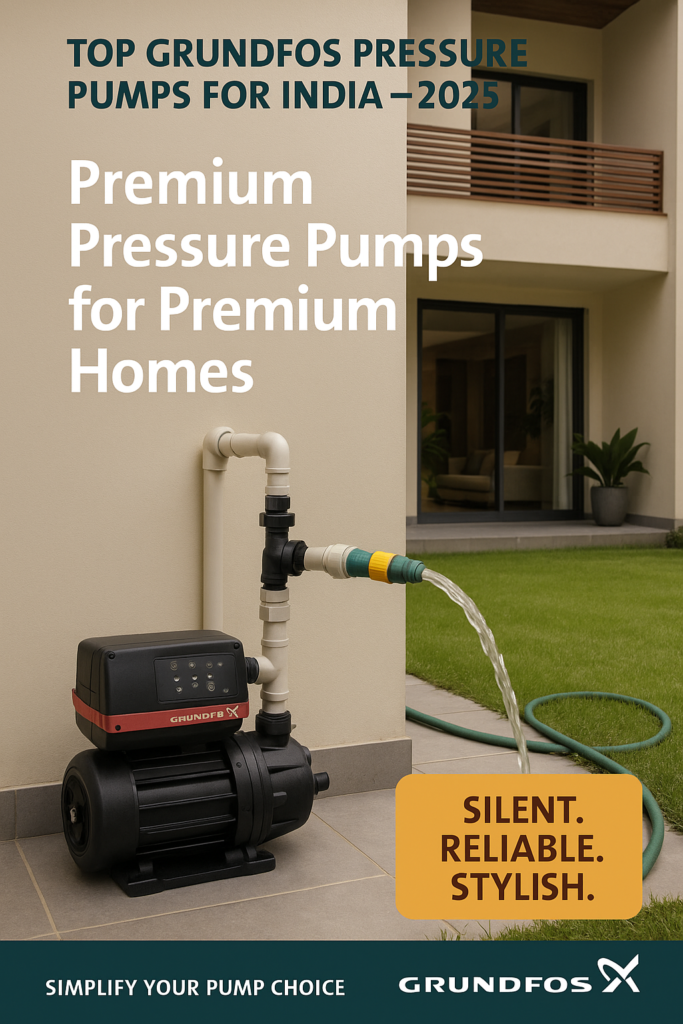 Grundfos pressure booster pump installed in luxury Indian home”