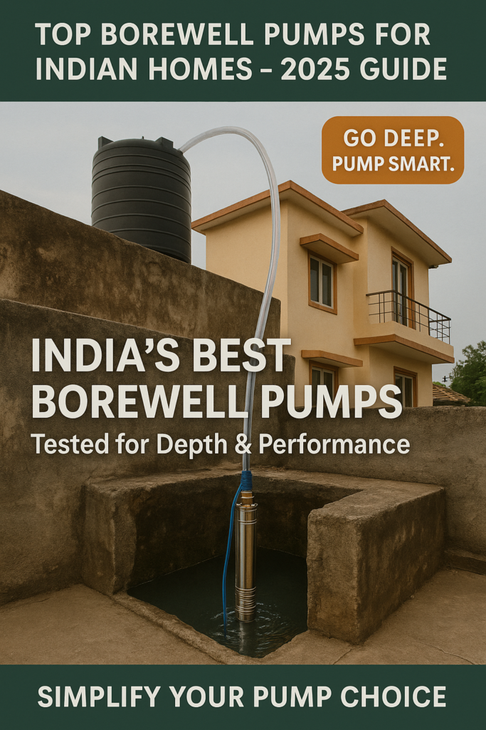 Borewell submersible pump installation for Indian home rooftop tank
