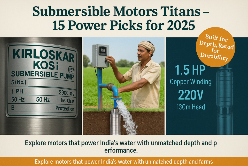 Top submersible pump motors for deep borewells and farms in India”