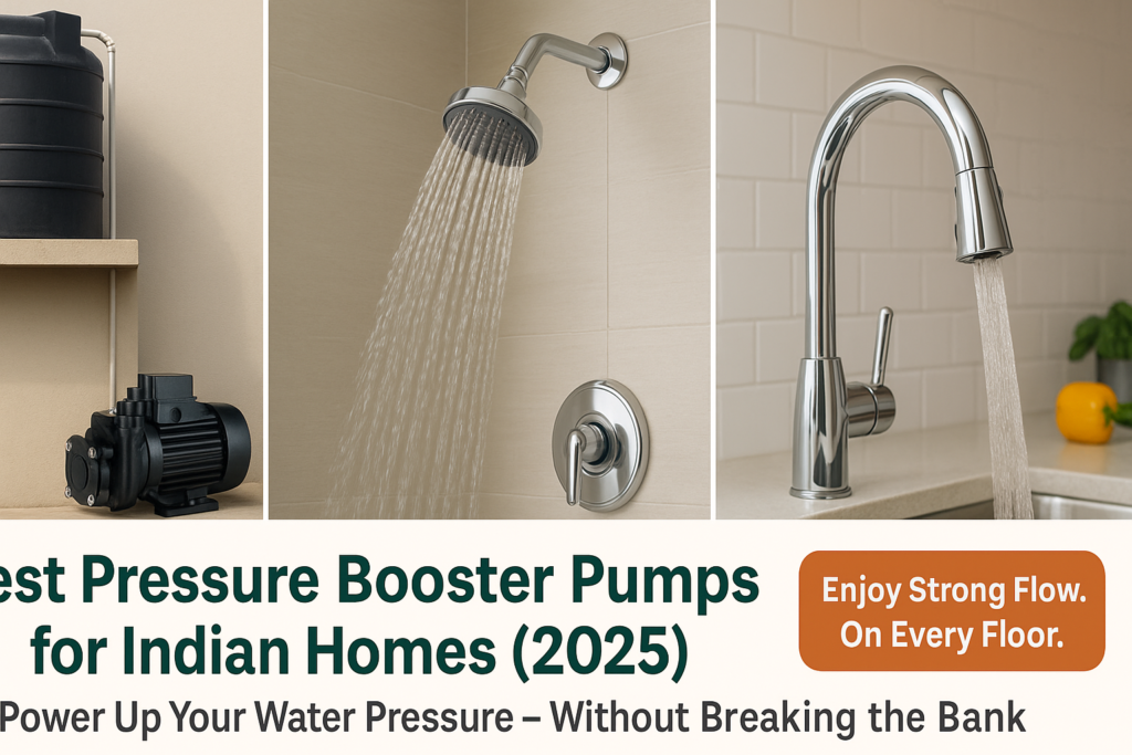 Booster pump improving water flow in kitchen, shower, and rooftop tank in Indian home