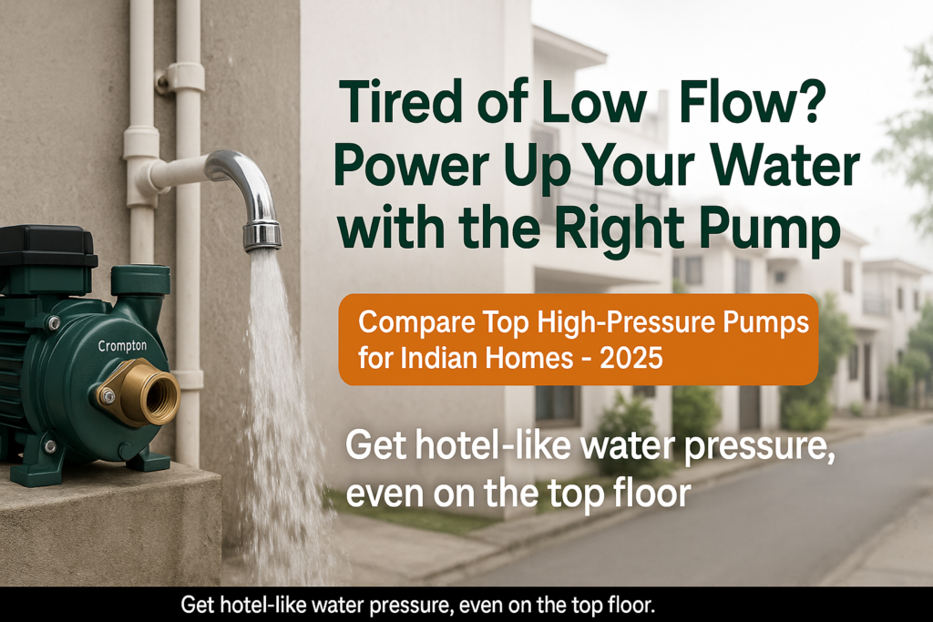 High-pressure water pump increasing water flow in Indian home tap